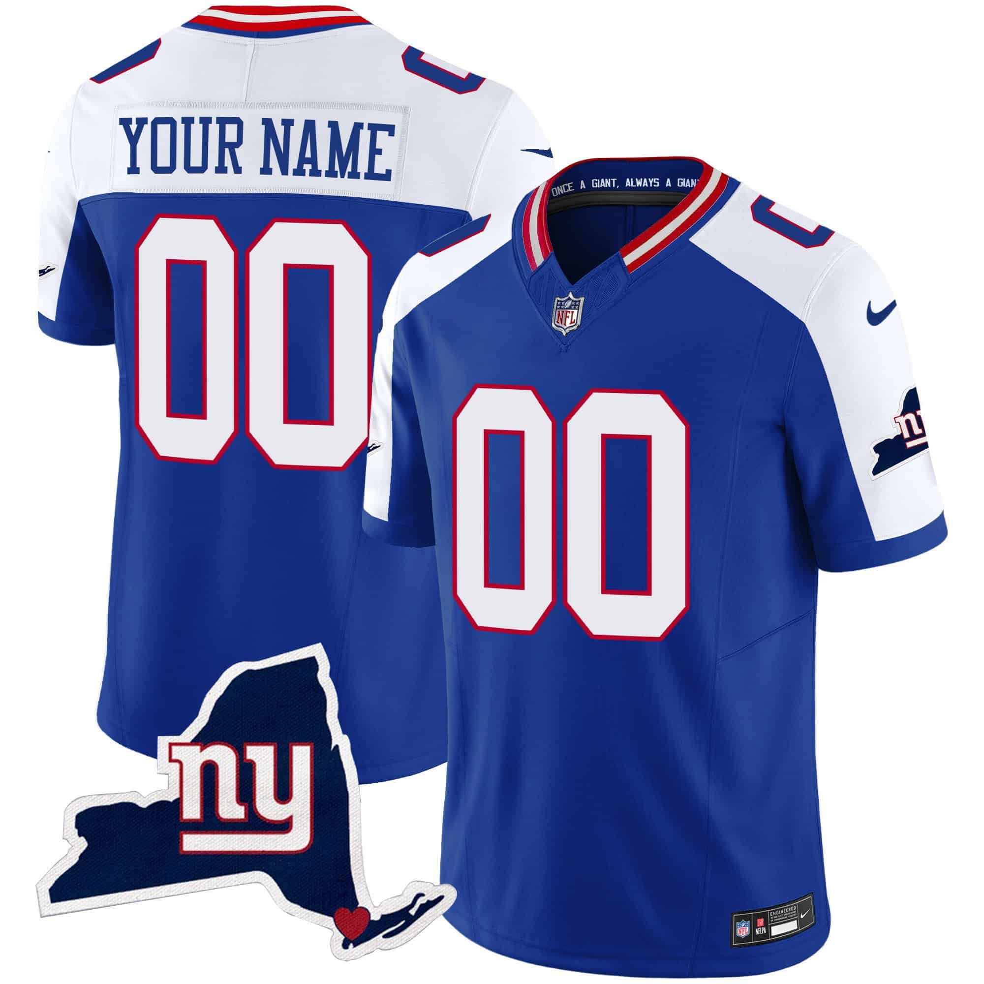 Men New York Giants Blue 2024 Nike Map Patch Limited Custom NFL Jersey